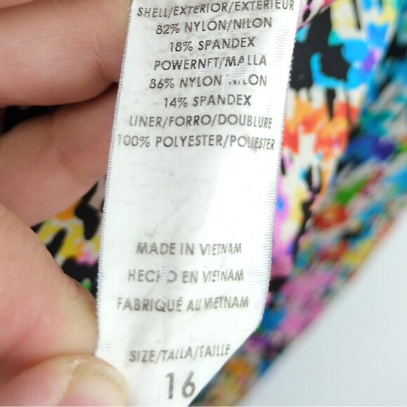 Longitude Women's One Piece Swimsuit 16 Multicolor Ruched Tummy Control Swimwear - Picture 9 of 11